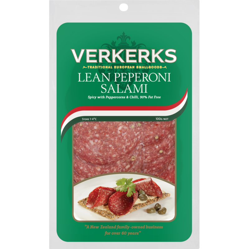 Verkerks Sliced Lean Pepperoni Salami 100g