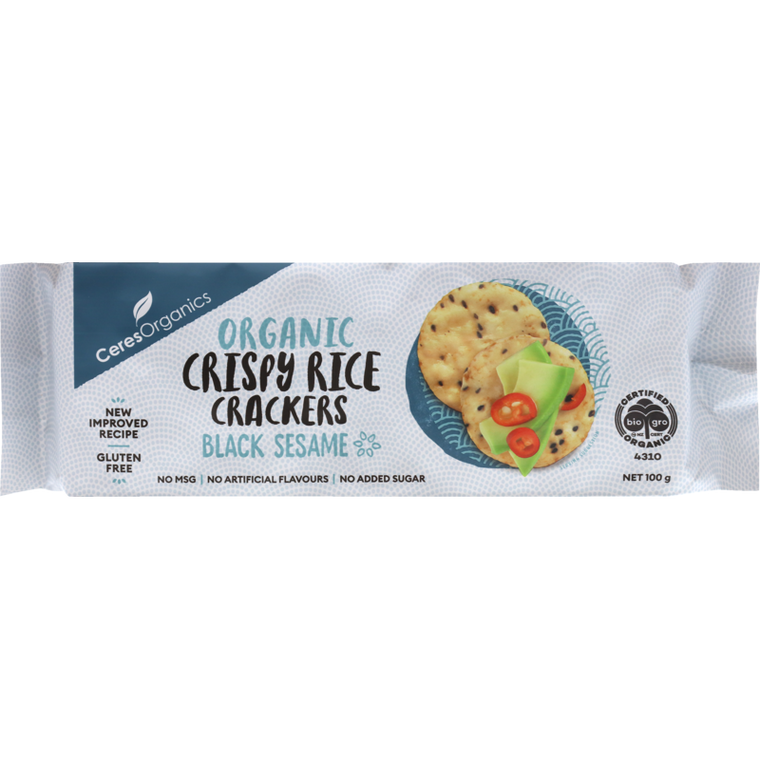 Ceres Organics Crispy Rice Crackers Black Sesame 100g