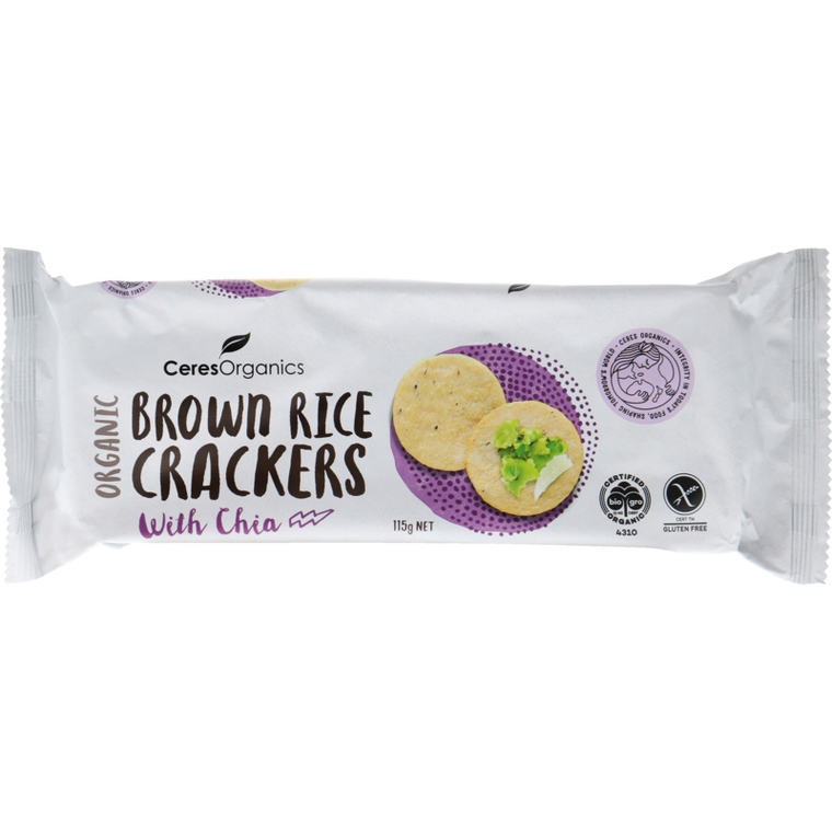 Ceres Organics Brown Rice Crackers with Chia 115g