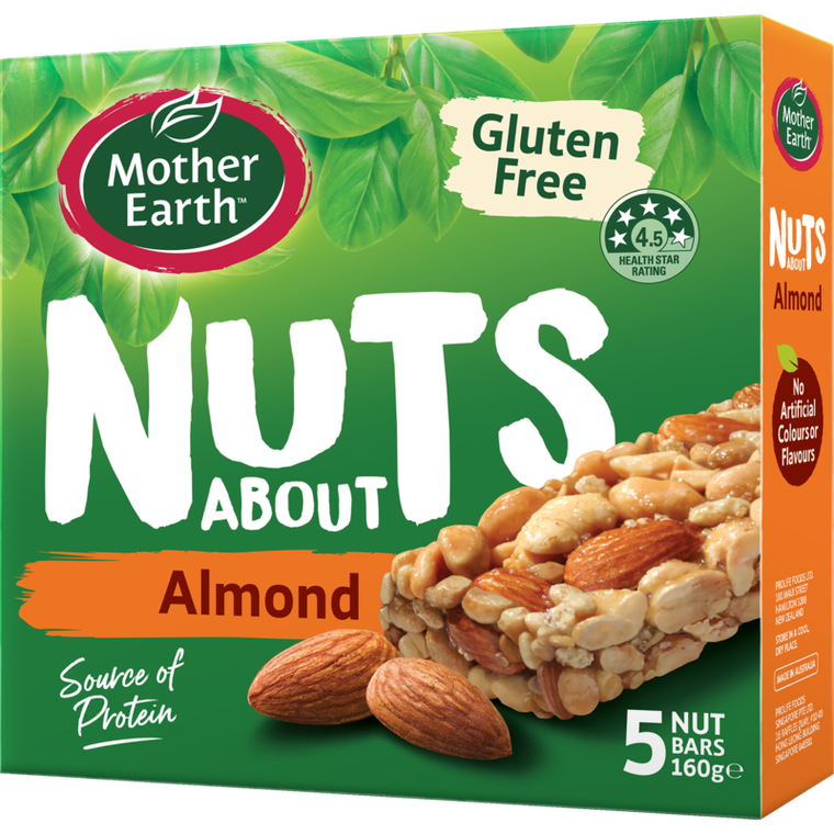 Mother Earth Nuts About Almond Nut Bars 5pk 160g