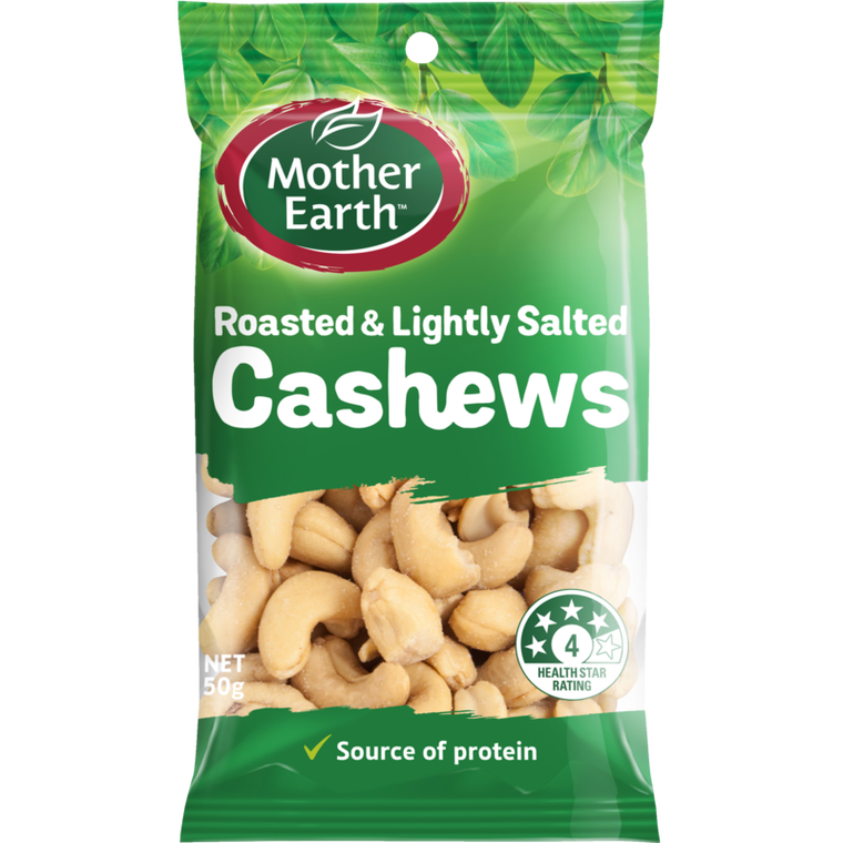 Mother Earth On The Go Roasted Lightly Salted Cashews 50g