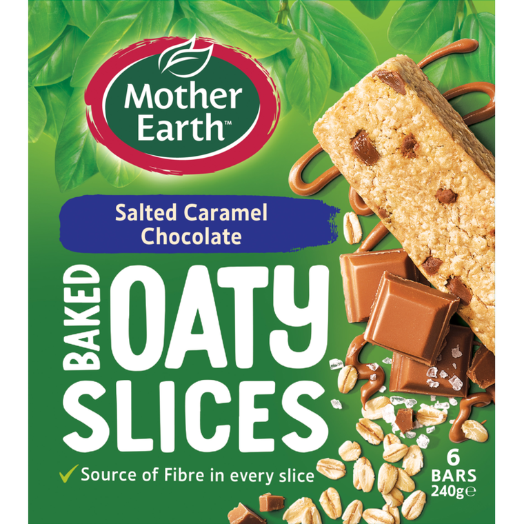 Mother Earth Baked Oaty Slices Salted Caramel Chocolate 240g