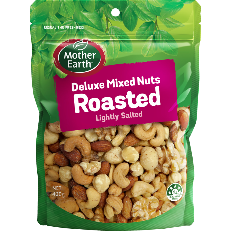 Mother Earth Lightly Salted Roasted Deluxe Mixed Nuts 400g