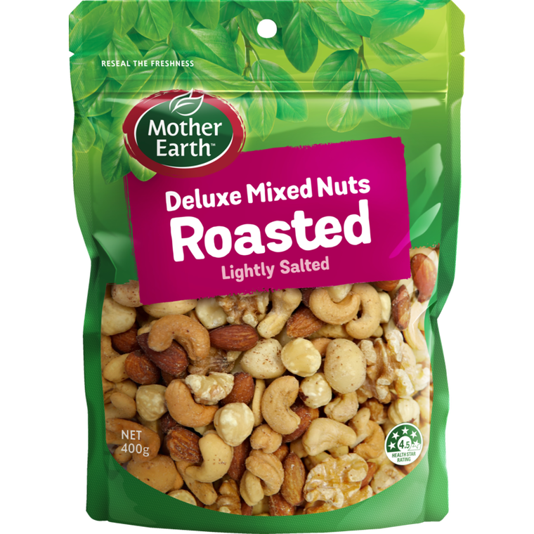 Mother Earth Lightly Salted Roasted Deluxe Mixed Nuts 400g