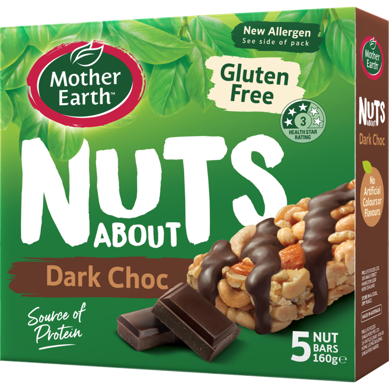 Mother Earth Nuts About Dark Choc Nut Bars 5pk 160g