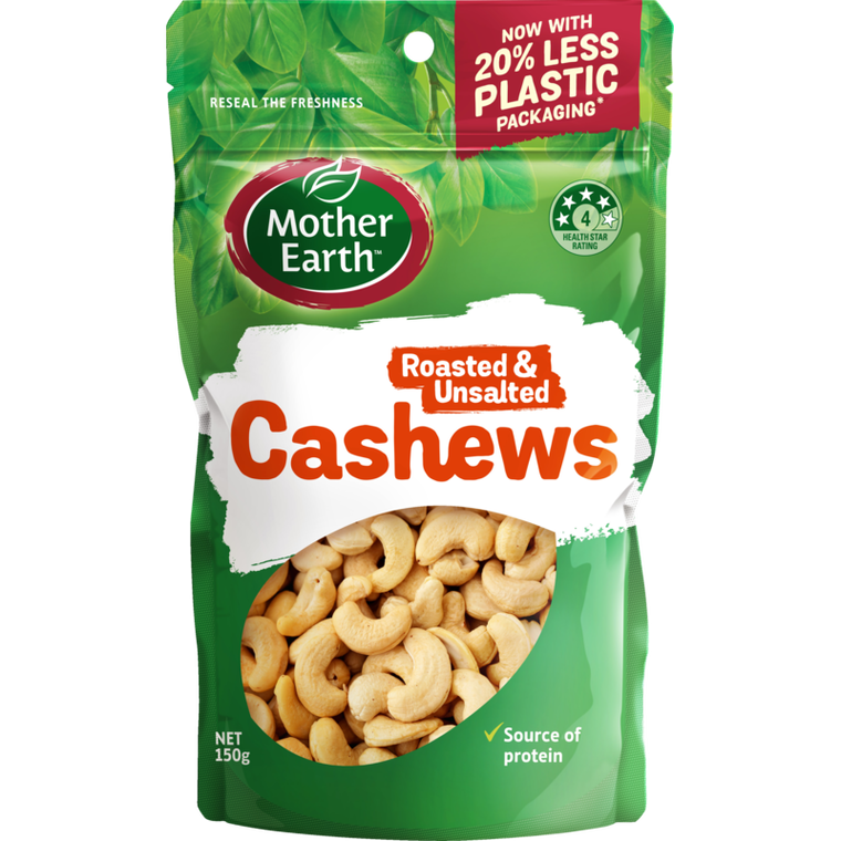 Mother Earth Cashews Roasted Unsalted 150g