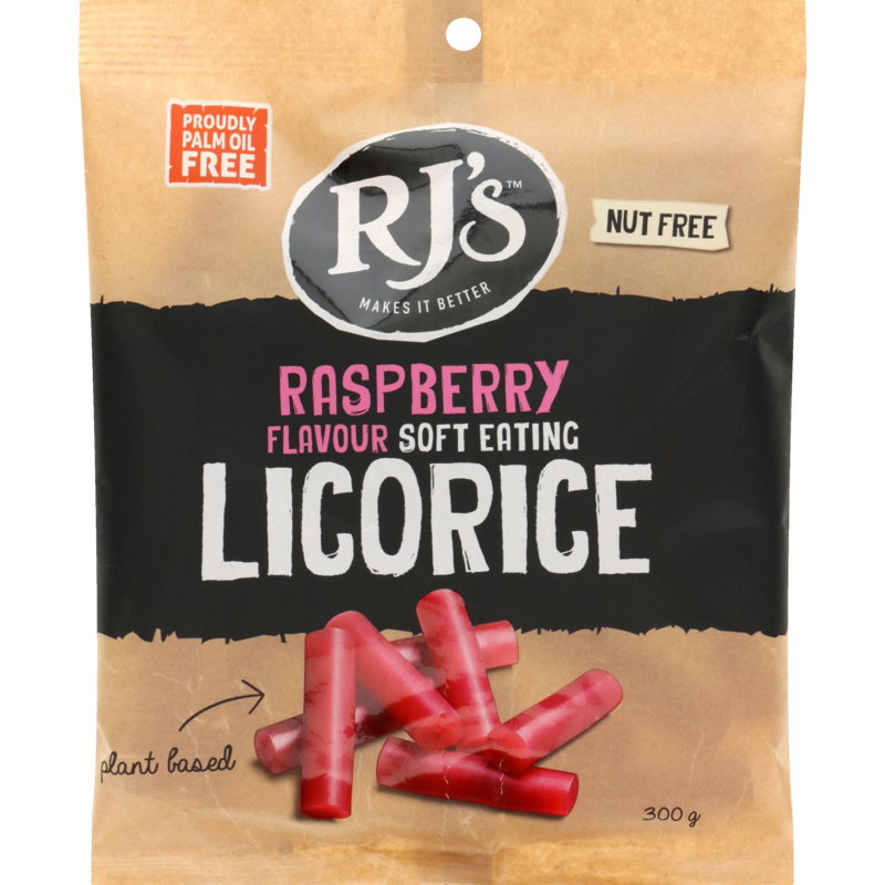 RJs Soft Eating Raspberry Licorice 300g