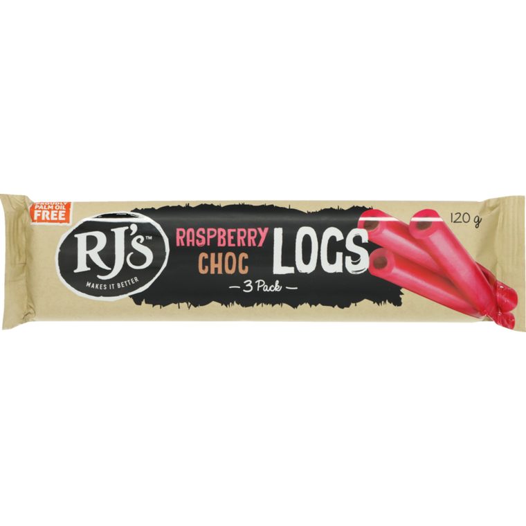 RJs Raspberry Choc Logs Triple 120g