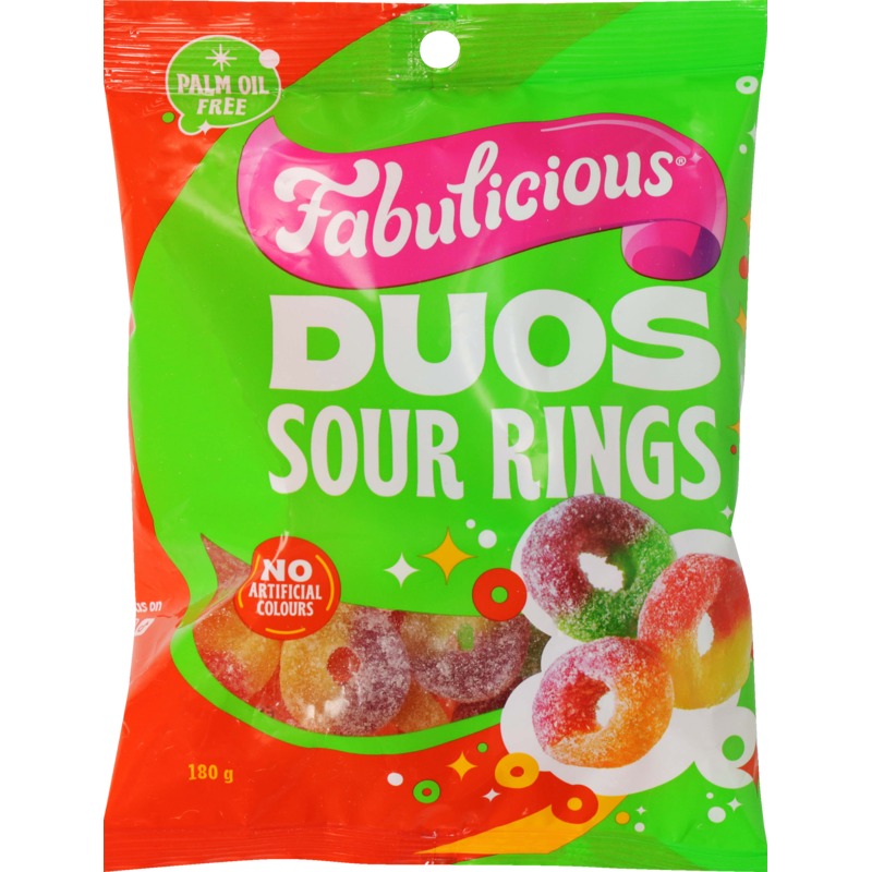 RJs Fabulicious Duos Sour Rings 180g