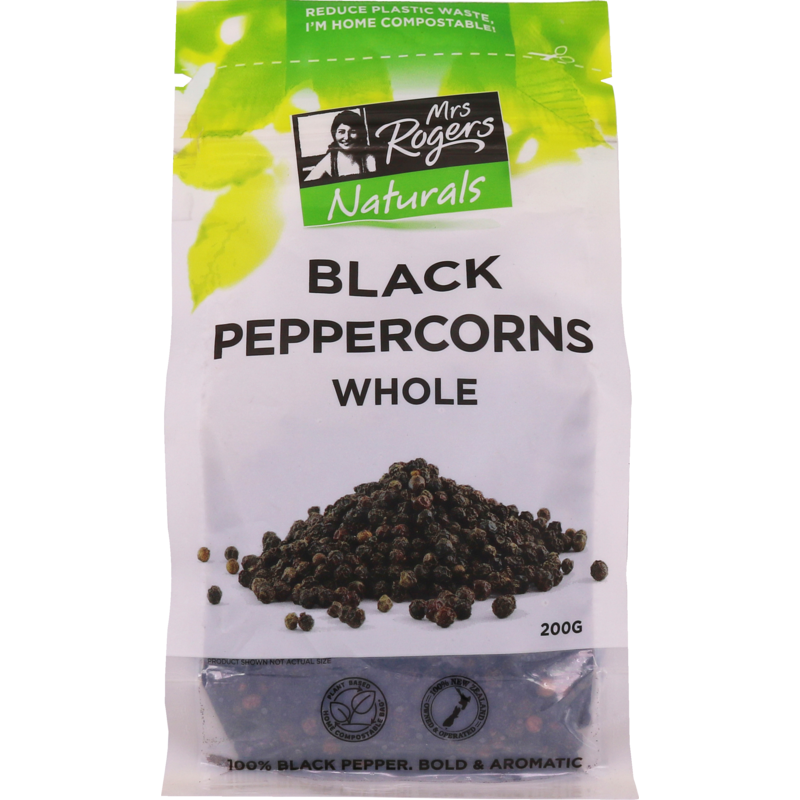 Mrs Rogers Peppercorns Black 200g