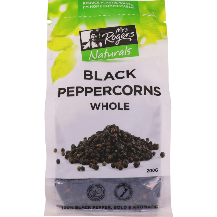 Mrs Rogers Peppercorns Black 200g