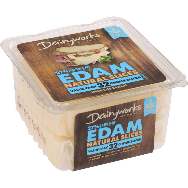 Dairyworks Edam Natural Cheese Slices 500g