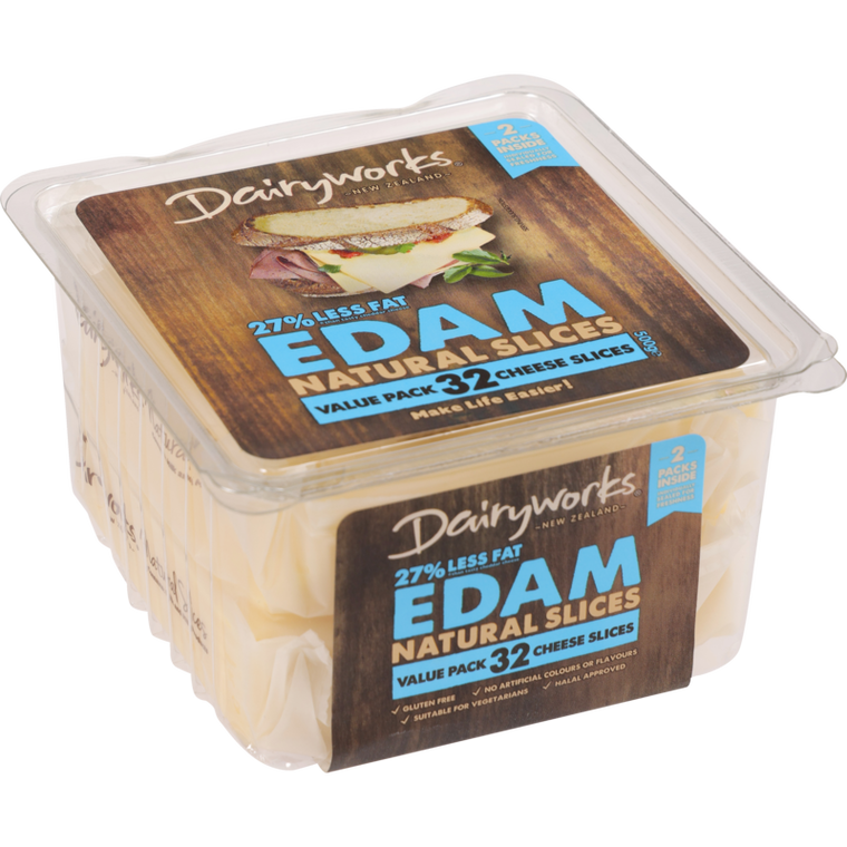 Dairyworks Edam Natural Cheese Slices 500g