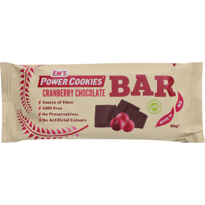 Em's Power Cookies Chocolate Cranberry Craze Energy Bar 80g