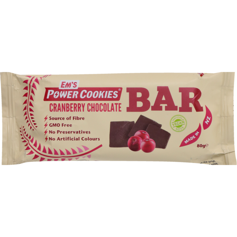 Em's Power Cookies Chocolate Cranberry Craze Energy Bar 80g