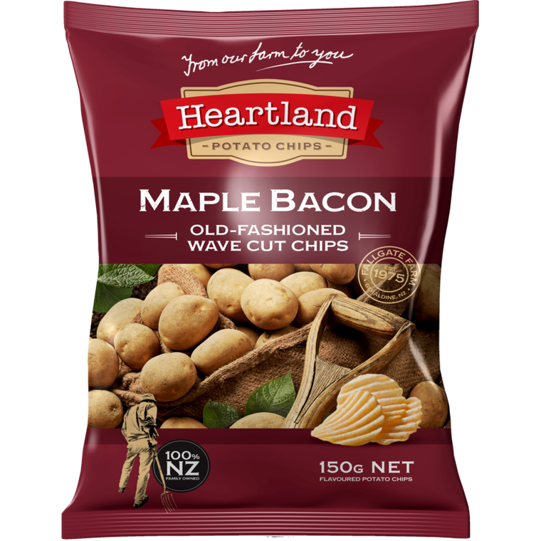 Heartland Maple Bacon Old Fashioned Wave Cut Potato Chips 150g