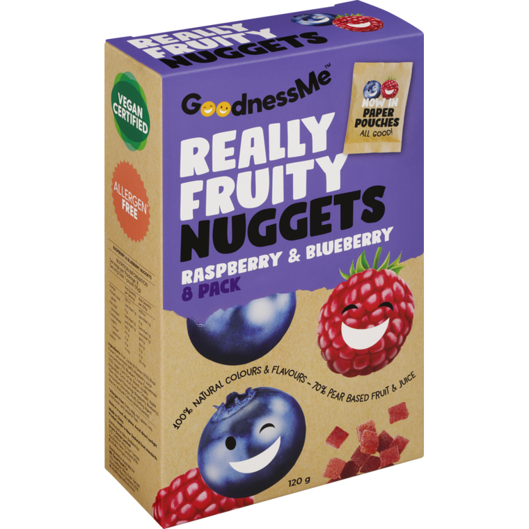 GoodnessMe Really Fruity Raspberry & Blueberry Fruit Nuggets 8pk 120g