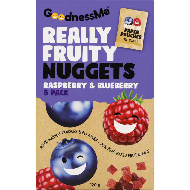 GoodnessMe Really Fruity Raspberry & Blueberry Fruit Nuggets 8pk 120g