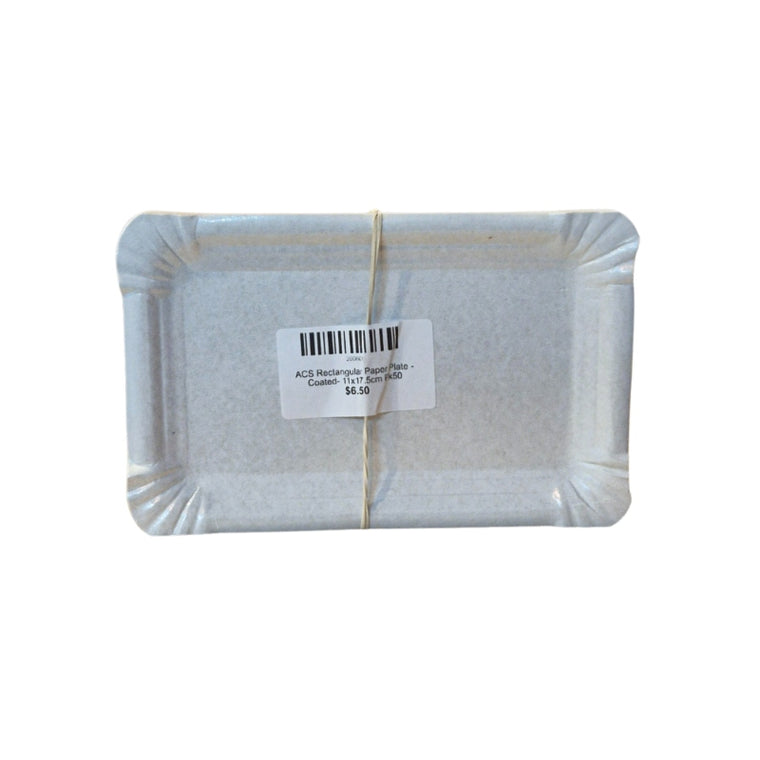 ACS Rectangular Paper Plate -Coated- 11x17.5cm Pk50