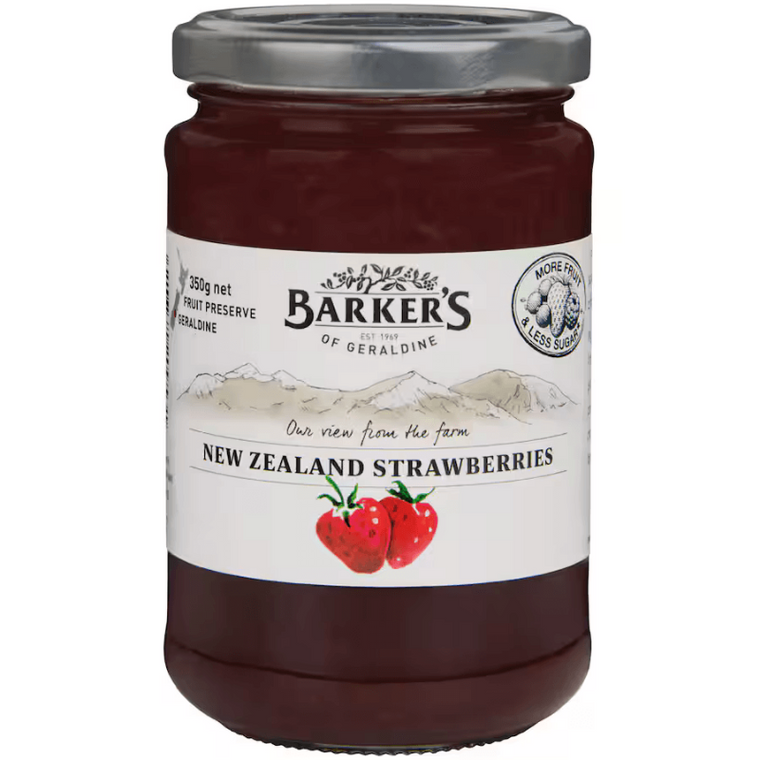 Barkers NZ Strawberries Fruit Preserve 350g