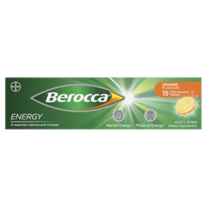 Berocca Energy Orange Flavour Effervescent Tablets 15pk