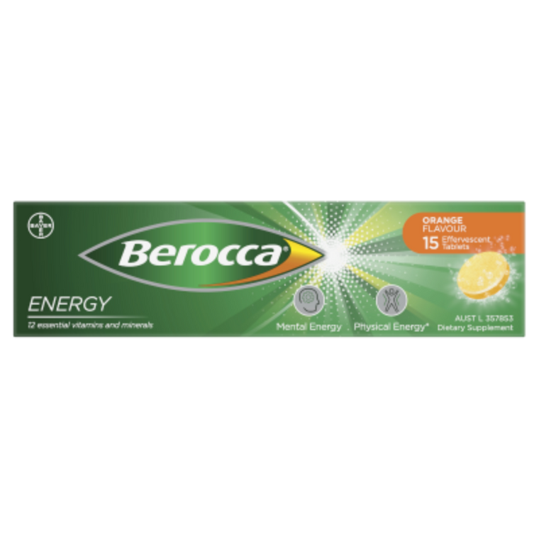 Berocca Energy Orange Flavour Effervescent Tablets 15pk