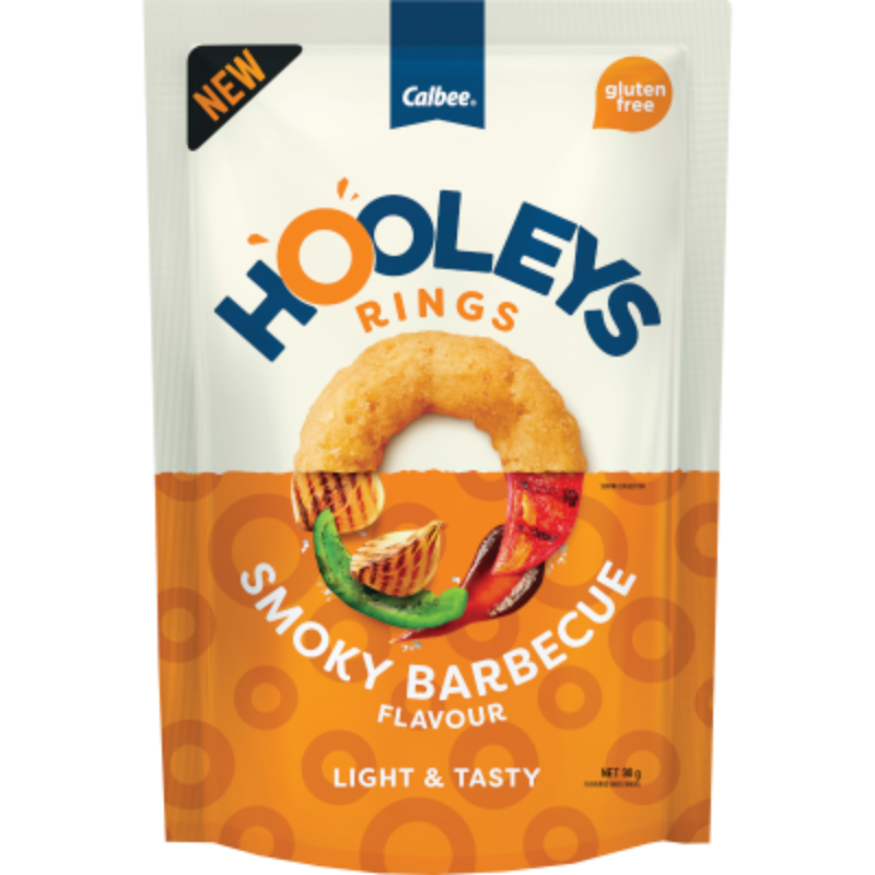 Calbee Hooleys Rings Smoky Barbecue Flavour Corn Snacks 90g