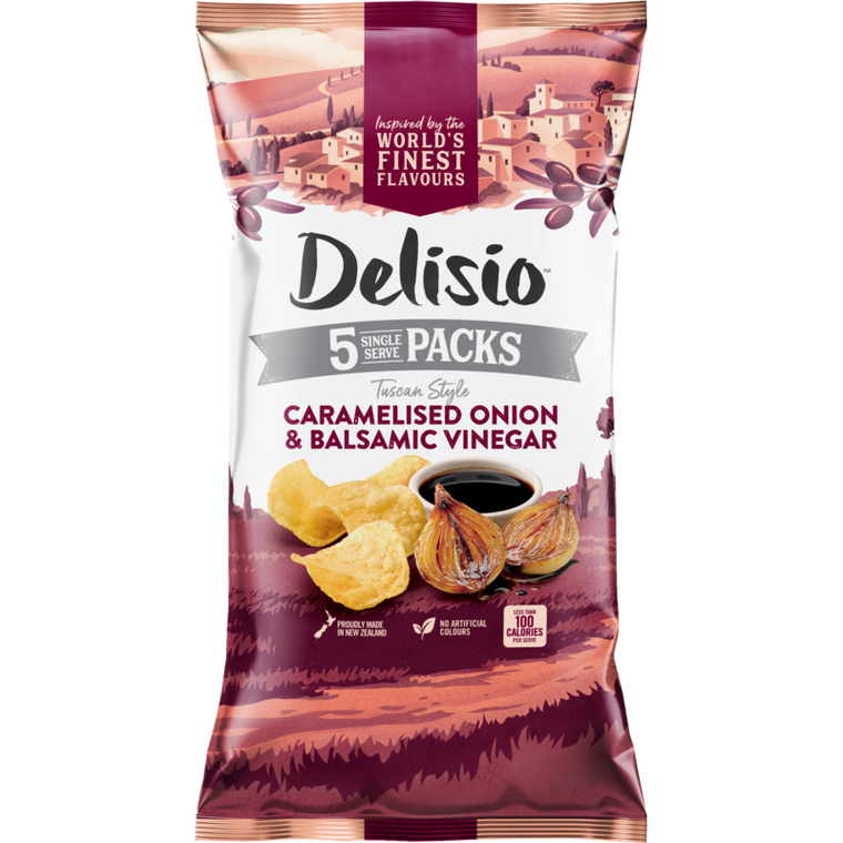 Delisio Caramelised Onion & Balsamic Vinegar Potato Chips 5pk 90g