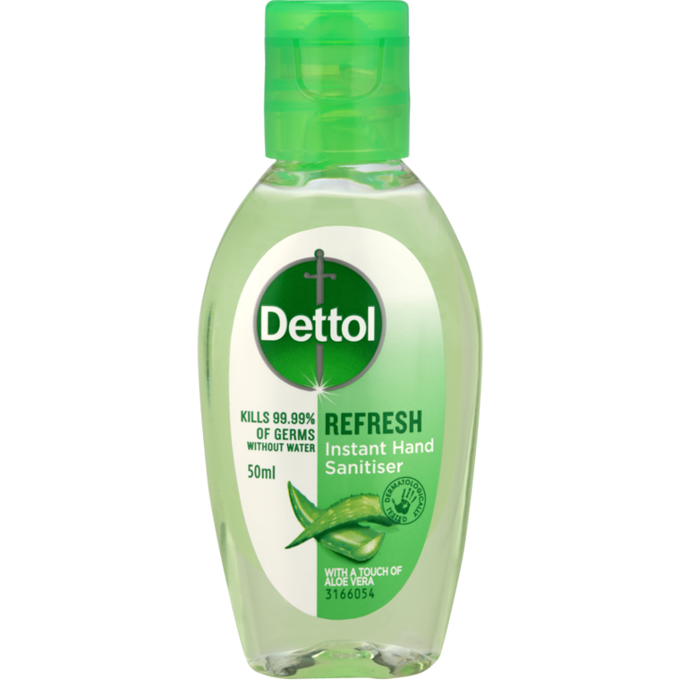 Dettol Refresh Instant Hand Sanitiser With Aloe Vera 50ml