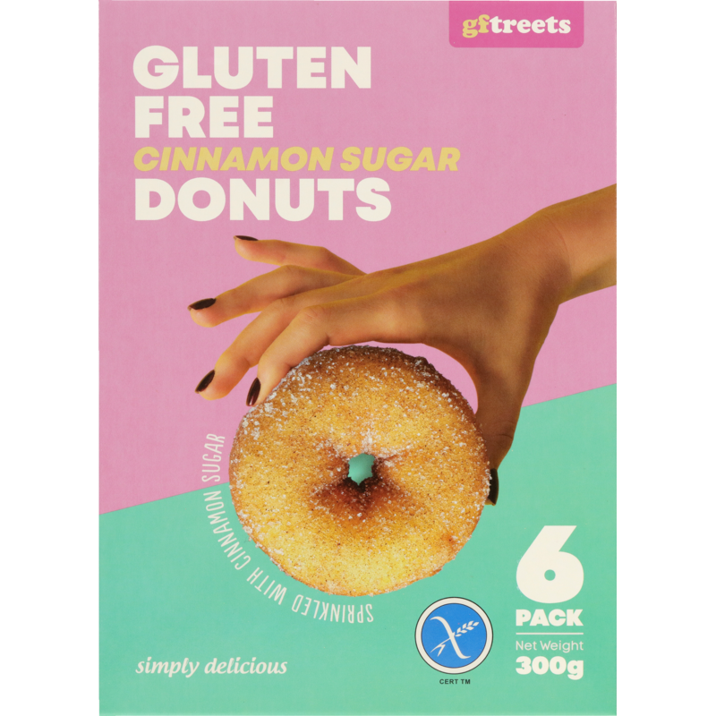 GFTreets Gluten Free Cinnamon Sugar Donuts 6 pack 300g