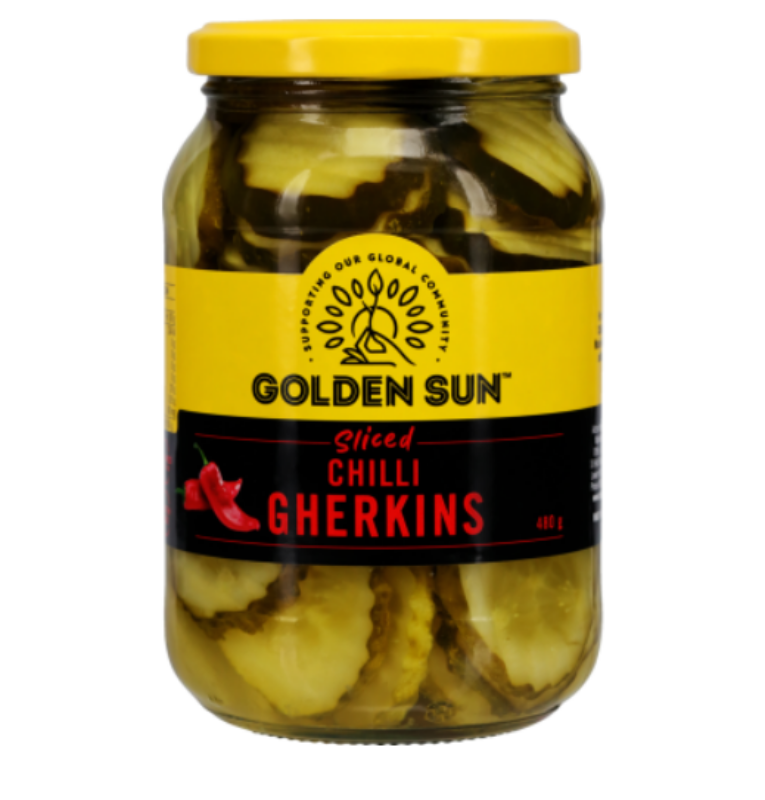 Golden Sun Sliced Chilli Gherkins 480g