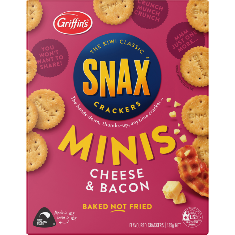 Griffins Minis Cheese & Bacon Snax Crackers 135g