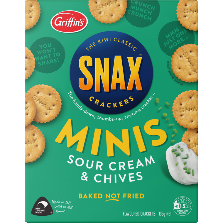 Griffins Minis Sour Cream & Chives Snax Crackers 135g