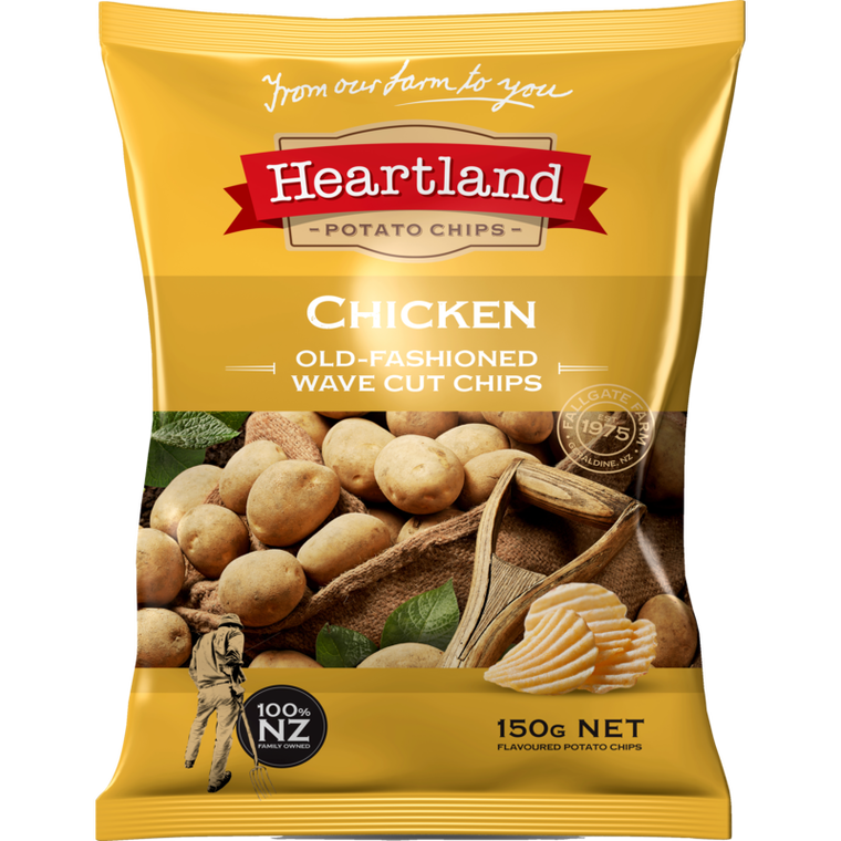 Heartland Chicken Old Fashioned Wave Cut Potato Chips 150g