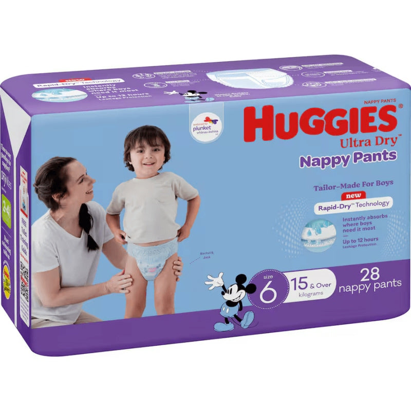 Huggies Ultra Dry Junior Boy Size 6 Nappy Pants 28pk