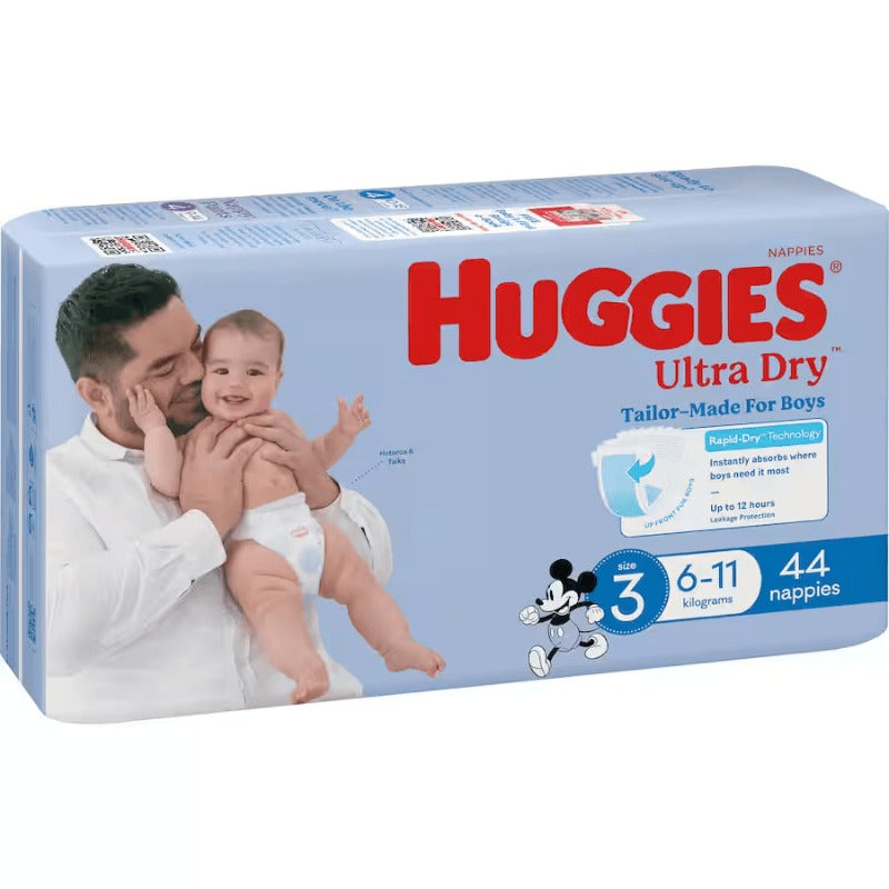 Huggies Ultra Dry Crawler Size 3 Boys Nappies 44pk