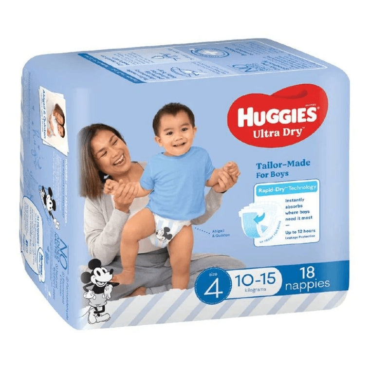 Huggies Ultra Dry Toddler Boy Size 4 Nappies 18pk