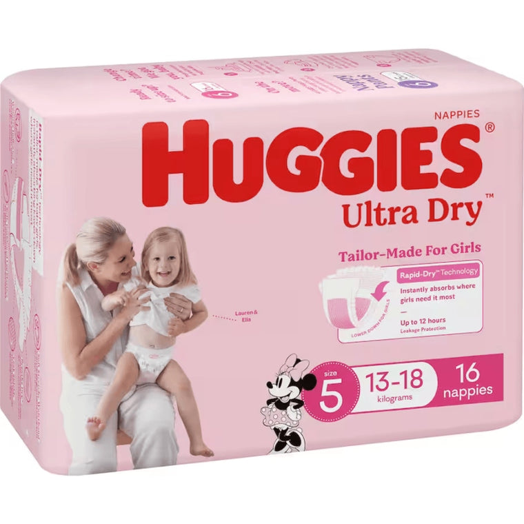 Huggies Ultra Dry Walker Girl Size 5 Nappies 16pk