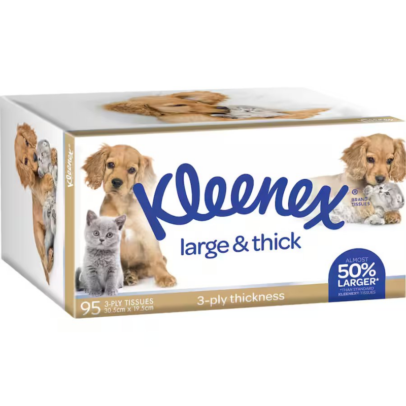 Kleenex Large & Thick Facial Tissues 3ply 95pk