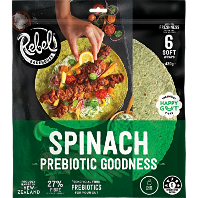 Rebel Bakehouse Spinach Wraps 6pk