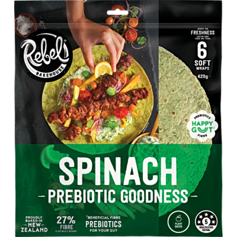 Rebel Bakehouse Spinach Wraps 6pk