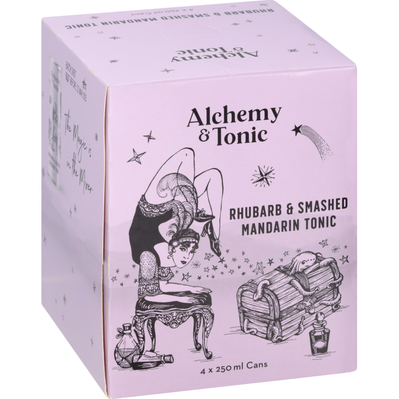 Alchemy & Tonic Rhubarb & Smashed Mandarin Tonic Water 4pk x 250ml