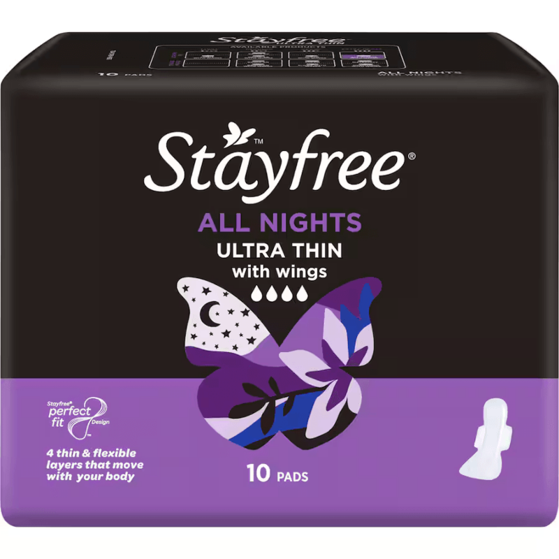 Stayfree Ultra Thin All Night Pads With Wings 10pk