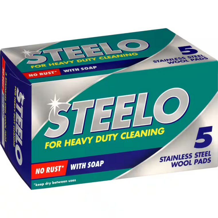 Steelo No Rust With Soap Stainless Steel Wool Pads 5pk