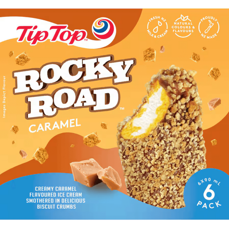 Tip Top Ice Cream Rocky Road Caramel Bar 6pk 540ml