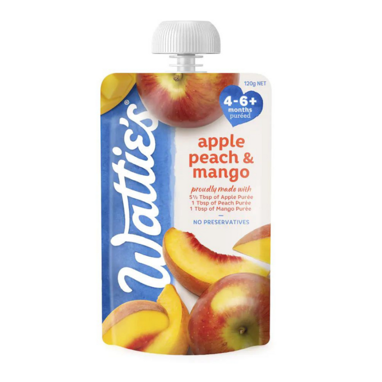 Watties Apple Peach & Mango Baby Food 4 To 6+ Months Pouch 120g