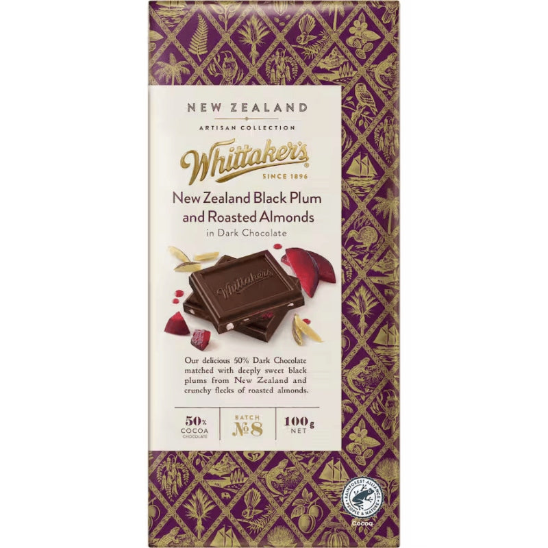 Whittaker’s New Zealand Black Plum & Roasted Almonds 100g