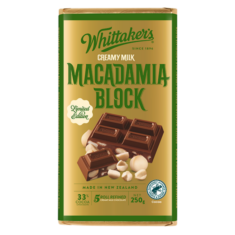 Whittakers Limited Edition Creamy Milk Macadamia Chocolate Block 250g