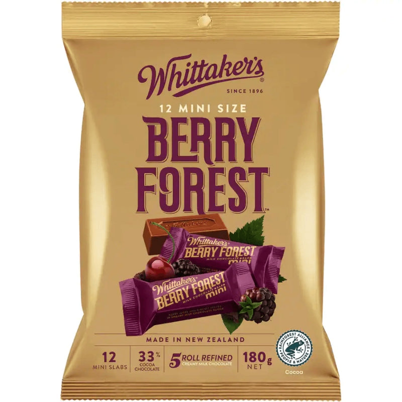 Whittakers Mini Size Berry Forest Milk Chocolate Bars 12pk 180g