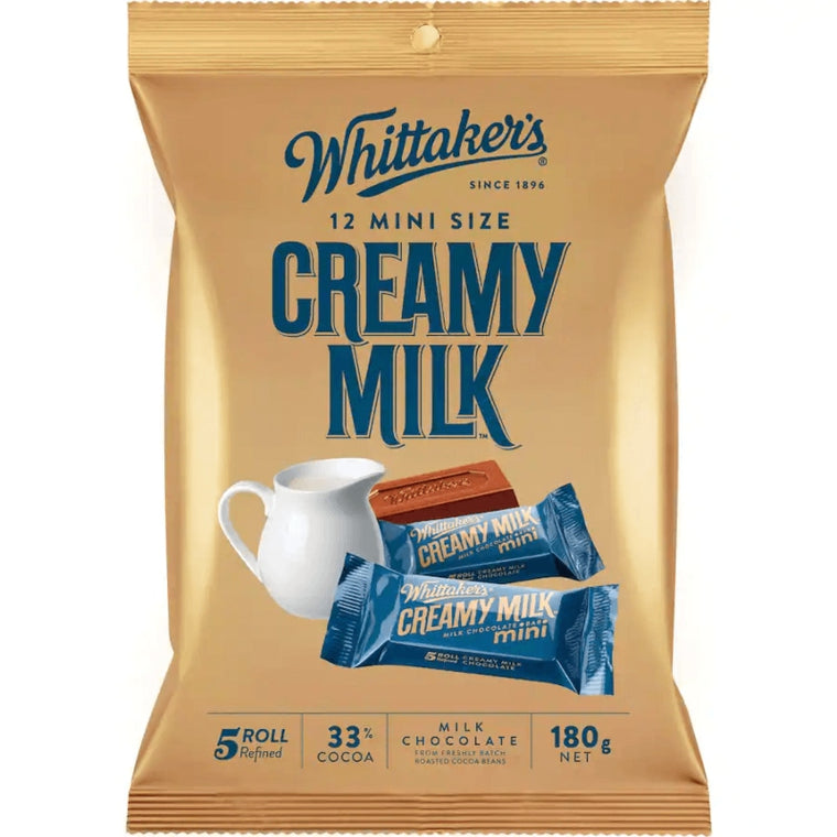 Whittakers Mini Size Creamy Milk Chocolate Bars 12pk 180g